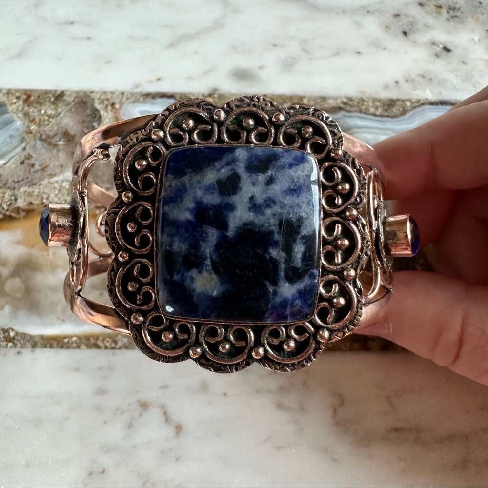 2145 Artisan Blue Stone Bracelet with Copper Accents